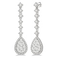 1 Ctw Pear Shape Dangler Round Cut Diamond Shine Bright Earrings in 14K White Gold