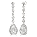 1 Ctw Pear Shape Dangler Round Cut Diamond Shine Bright Earrings in 14K White Gold