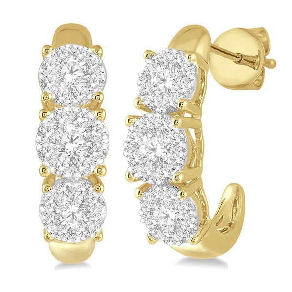 1 1/4 Ctw Shine Bright Round Cut Diamond Earrings in 14K Yellow and White Gold