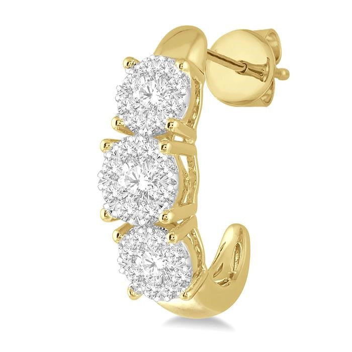 1 1/4 Ctw Shine Bright Round Cut Diamond Earrings in 14K Yellow and White Gold