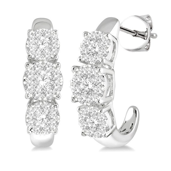 1 Ctw Shine Bright Round Cut Diamond Earrings in 14K White Gold