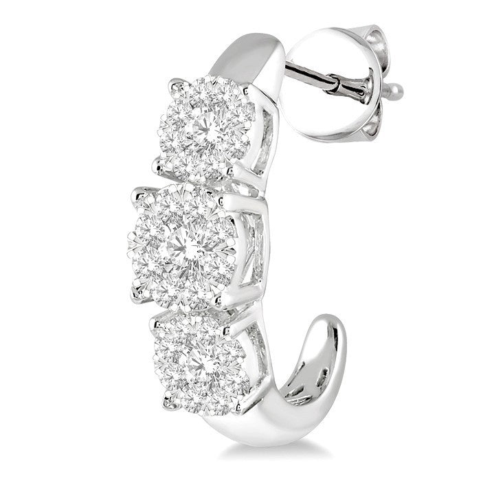 1 Ctw Shine Bright Round Cut Diamond Earrings in 14K White Gold