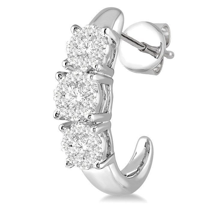 1/2 Ctw Shine Bright Round Cut Diamond Earrings in 14K White Gold