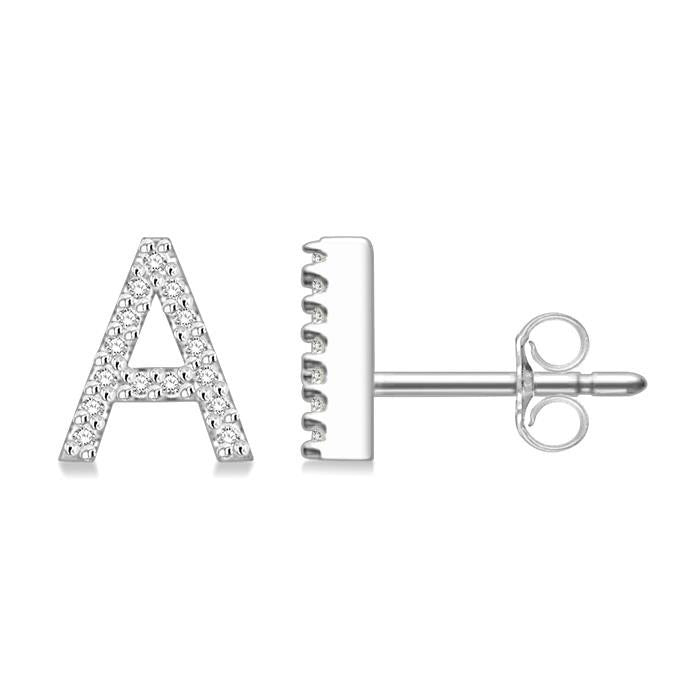 Block 'A' Initial Diamond Earrings