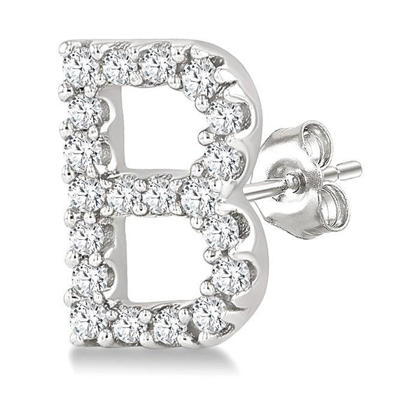 Block 'B' Initial Diamond Earrings
