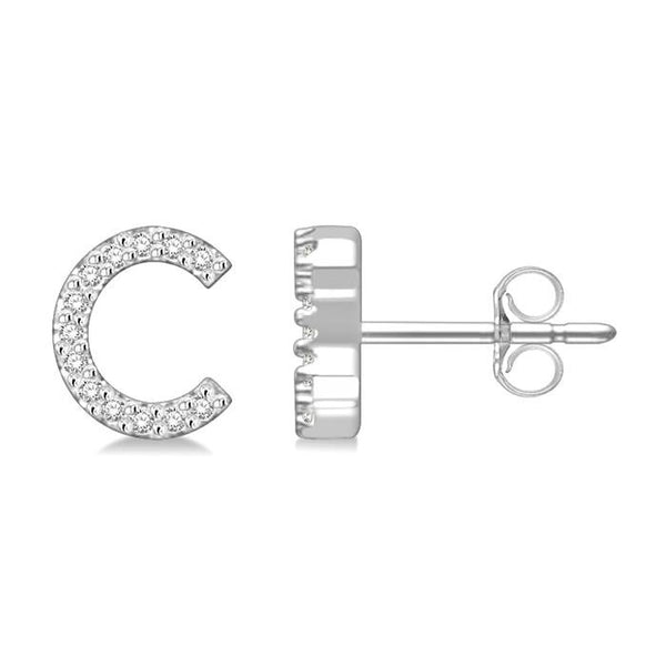 Block 'C' Initial Diamond Earrings