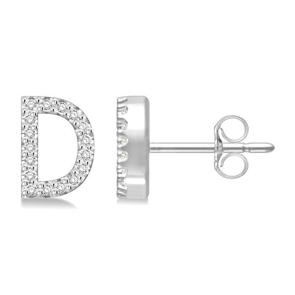 Block 'D' Initial Diamond Earrings