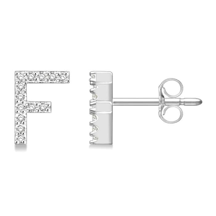 Block 'F' Initial Diamond Earrings