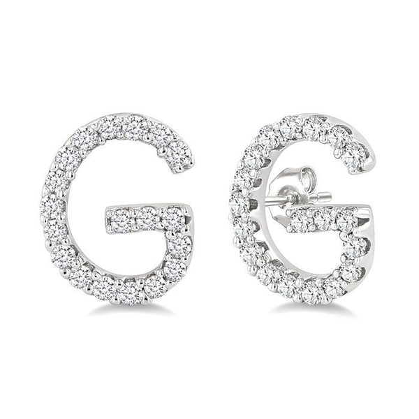 Block 'G' Initial Diamond Earrings