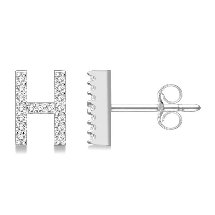 Block 'H' Initial Diamond Earrings