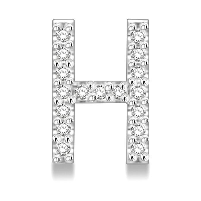 Block 'H' Initial Diamond Earrings