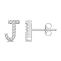 1/10 Ctw Initial 'J' Round Cut Diamond Earrings in 10K White Gold