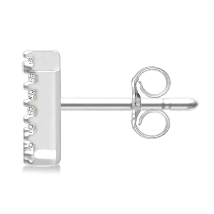 1/10 Ctw Initial 'J' Round Cut Diamond Earrings in 10K White Gold