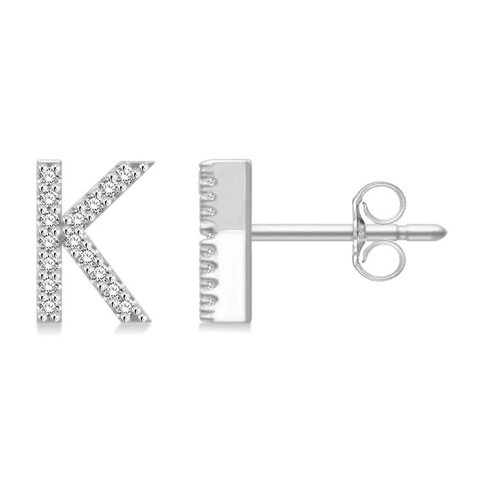 Block 'K' Initial Diamond Earrings