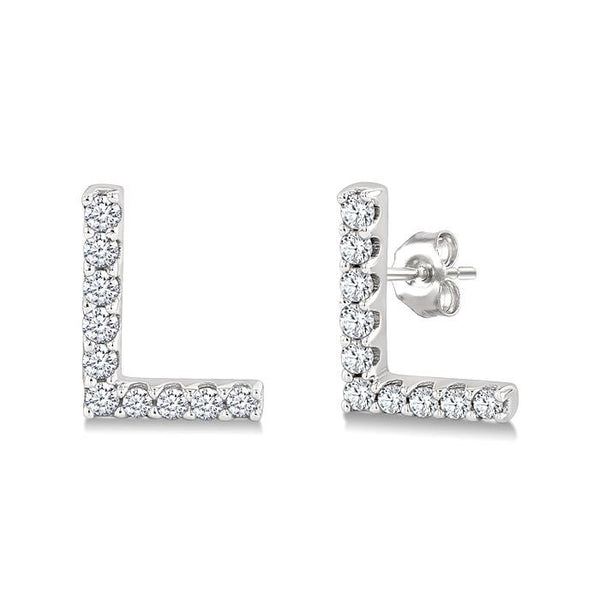 Block 'L' Initial Diamond Earrings