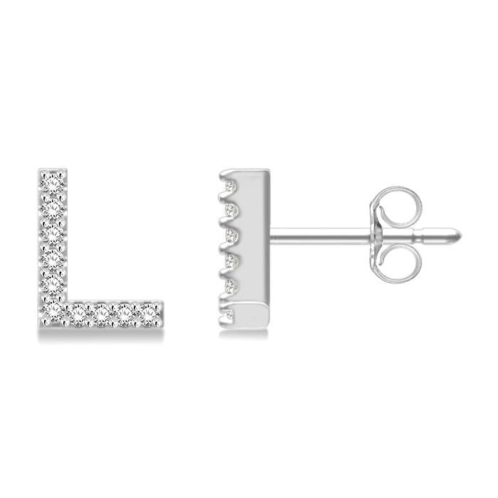Block 'L' Initial Diamond Earrings