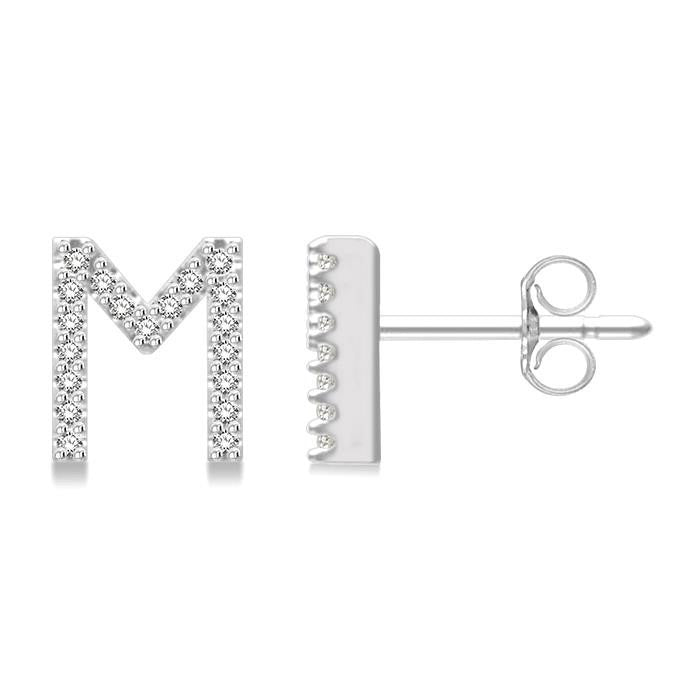 Block 'M' Initial Diamond Earrings