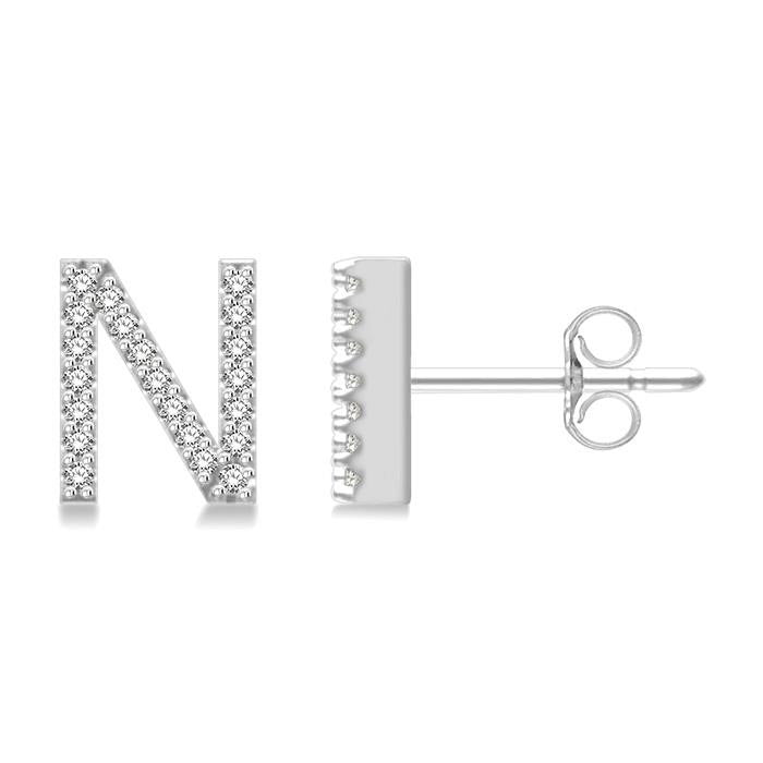 Block 'N' Initial Diamond Earrings