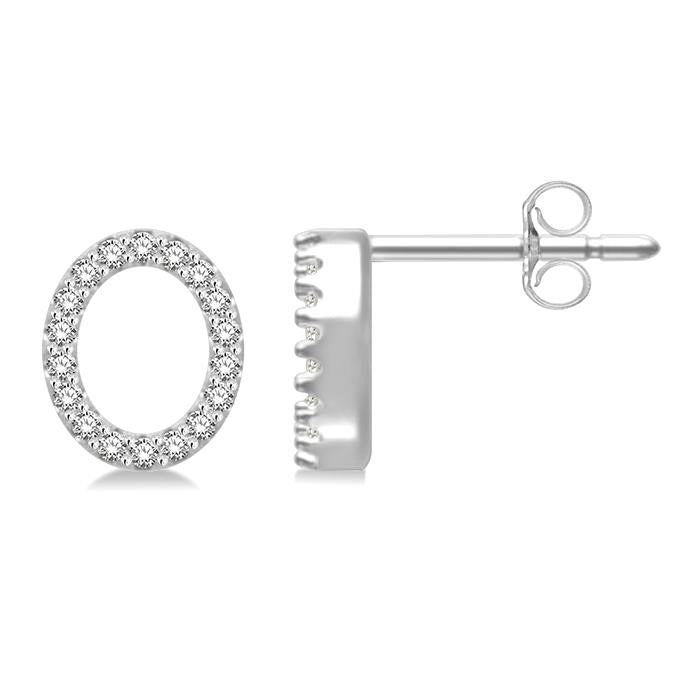 Block 'O' Initial Diamond Earrings