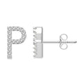 Block 'P' Initial Diamond Earrings