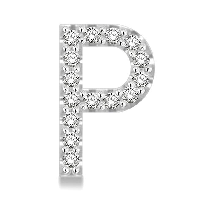 Block 'P' Initial Diamond Earrings