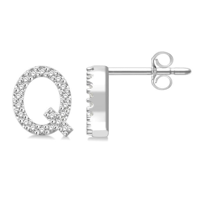 Block 'Q' Initial Diamond Earrings
