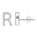 Block 'R' Initial Diamond Earrings