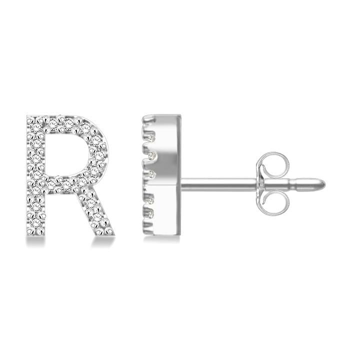 Block 'R' Initial Diamond Earrings