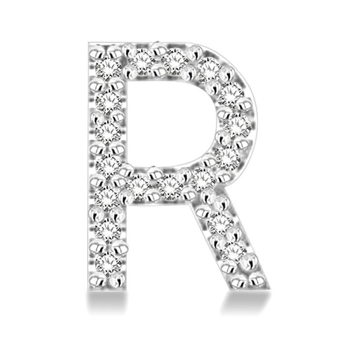 Block 'R' Initial Diamond Earrings