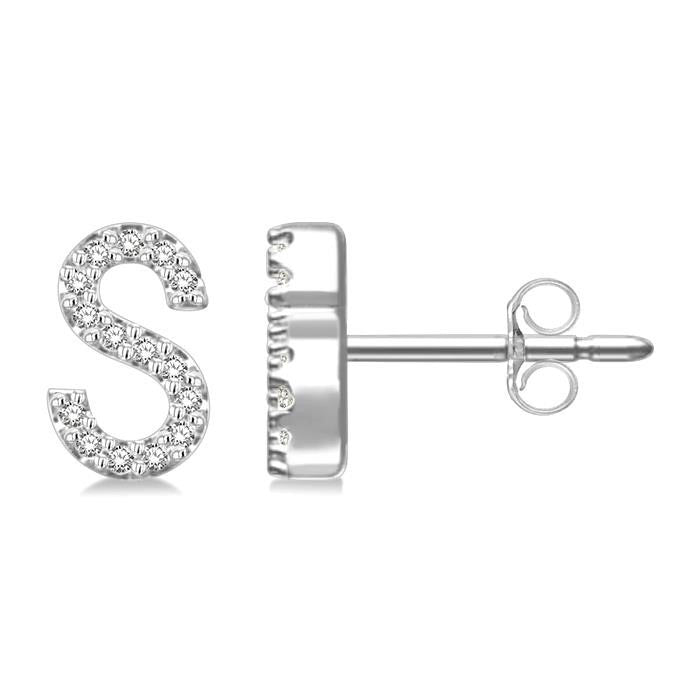 Block 'S' Initial Diamond Earrings