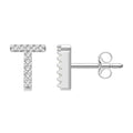 Block 'T' Initial Diamond Earrings