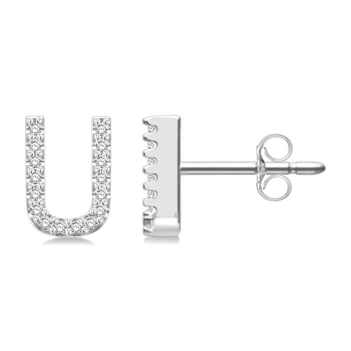 Block 'U' Initial Diamond Earrings