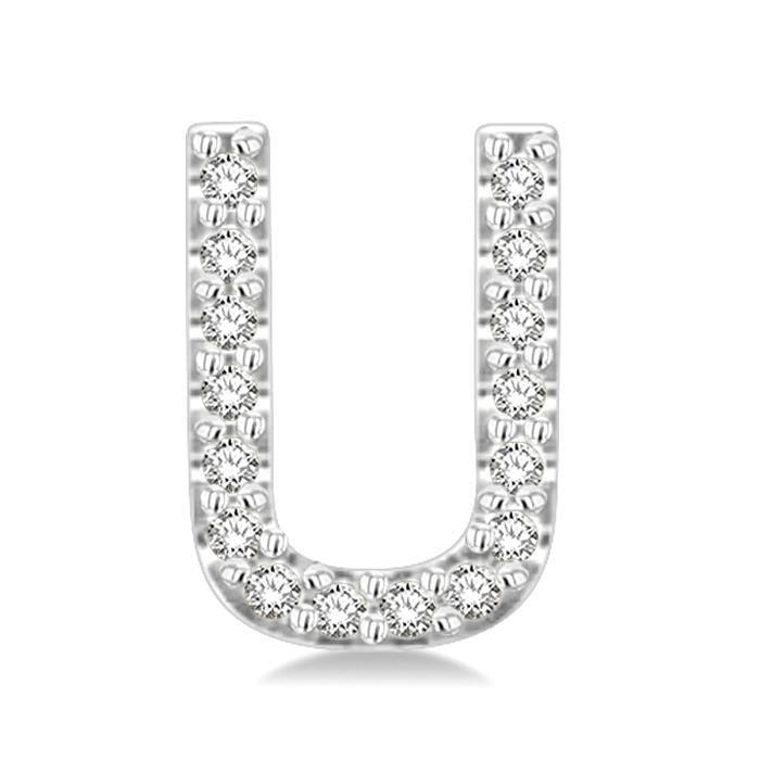 Block 'U' Initial Diamond Earrings