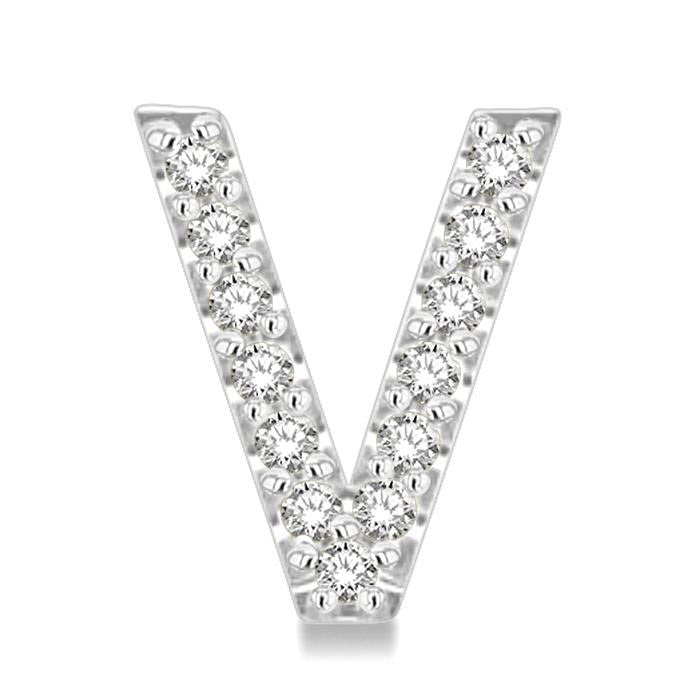 Block 'V' Initial Diamond Earrings
