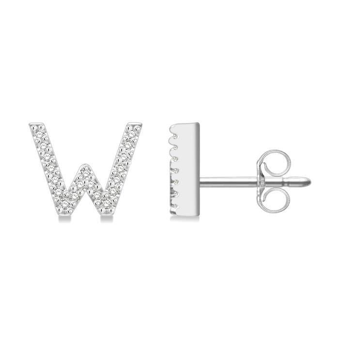 Block 'W' Initial Diamond Earrings