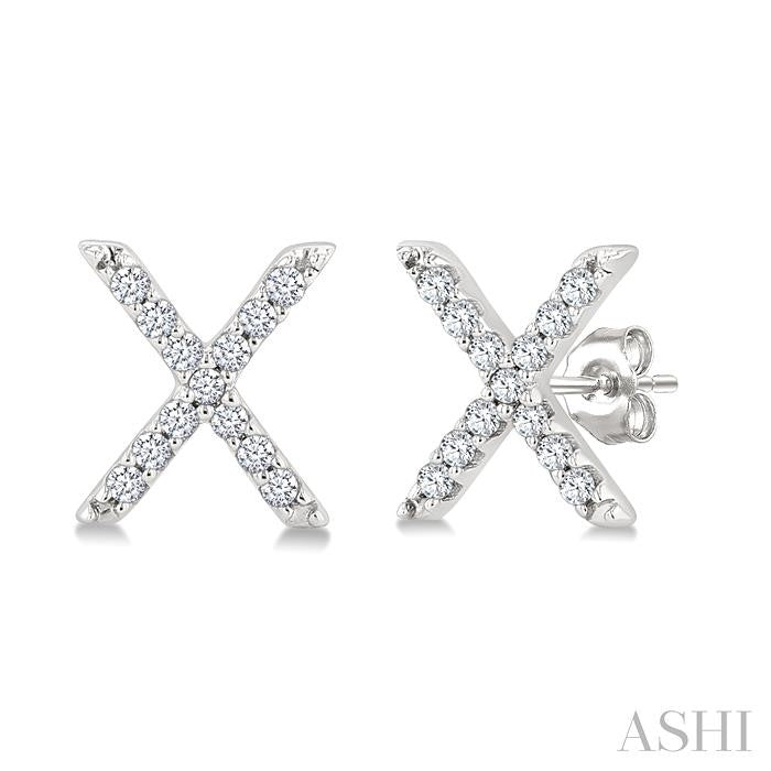 Block 'X' Initial Diamond Earrings