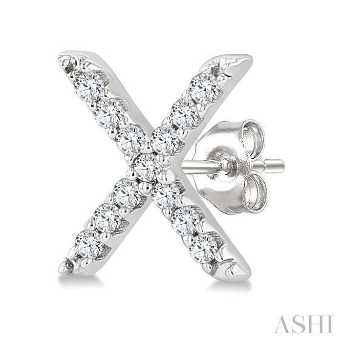 Block 'X' Initial Diamond Earrings
