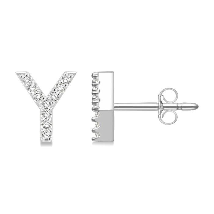 Block 'Y' Initial Diamond Earrings