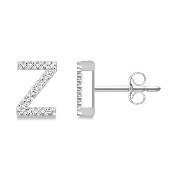 Block 'Z' Initial Diamond Earrings