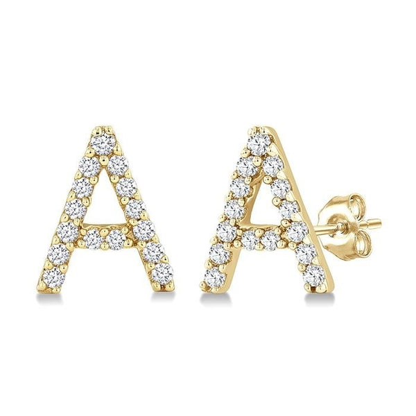 Block 'A' Initial Diamond Earrings