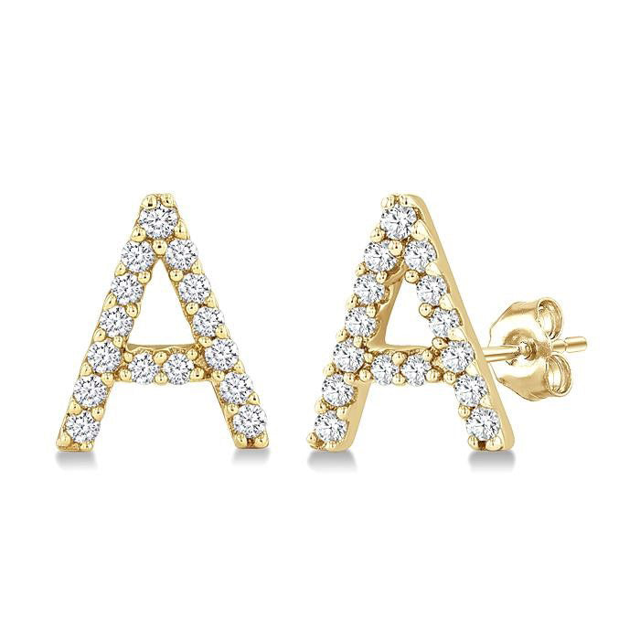 Block 'A' Initial Diamond Earrings