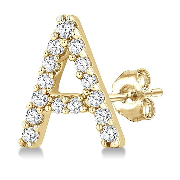 Block 'A' Initial Diamond Earrings