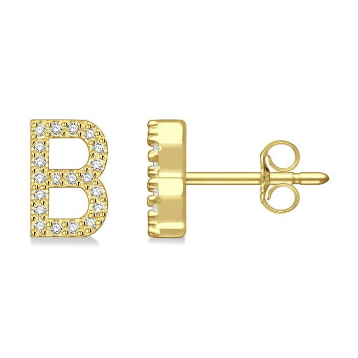Block 'B' Initial Diamond Earrings