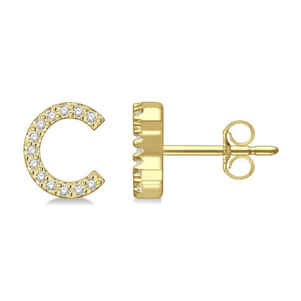 Block 'C' Initial Diamond Earrings