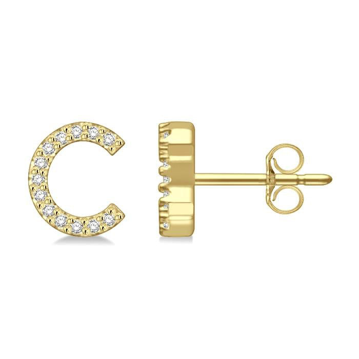 Block 'C' Initial Diamond Earrings