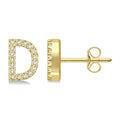 1/10 Ctw Initial 'D' Round Cut Diamond Earrings in 10K Yellow Gold