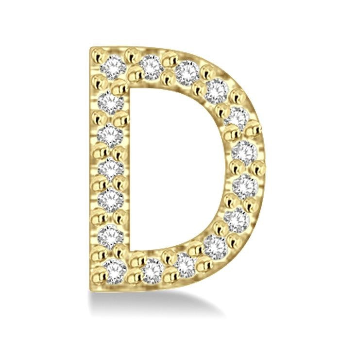 1/10 Ctw Initial 'D' Round Cut Diamond Earrings in 10K Yellow Gold