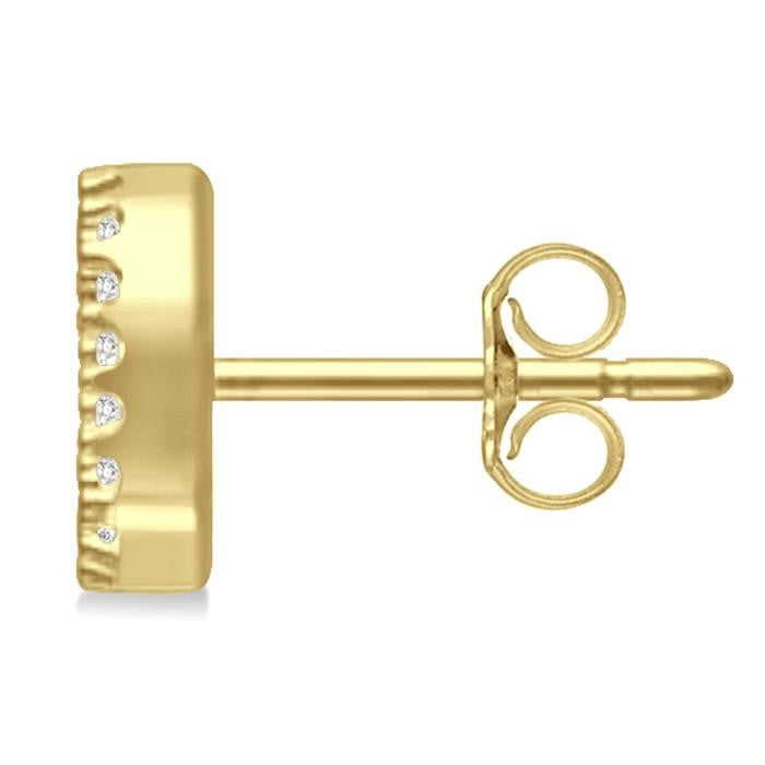 1/10 Ctw Initial 'D' Round Cut Diamond Earrings in 10K Yellow Gold