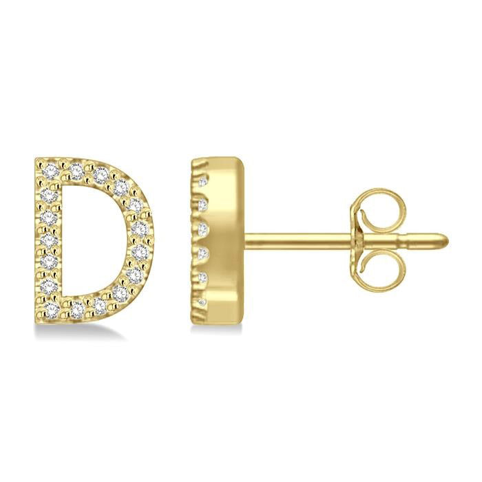Block 'D' Initial Diamond Earrings