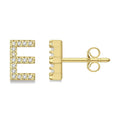 Block 'E' Initial Diamond Earrings